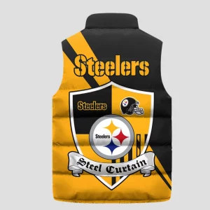Pittsburgh Steelers Customized Puffer Sleeveless Vest Steel Curtain2B3 rW55V