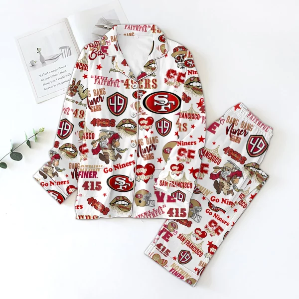 SF 49ers Icons Bundle Pajamas Red And White Set