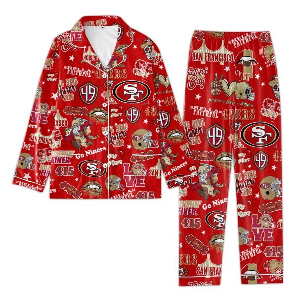 SF 49ers Icons Bundle Pajamas Red And White Set