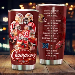 SF 49ers NFC West Champions 2023 Tumbler 20oz