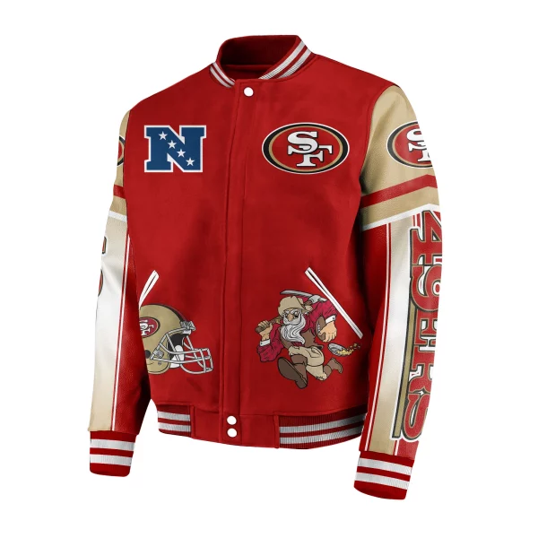 San Francisco 49ers NFC Champions 2023 Baseball Jacket: Red and Gold