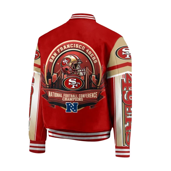San Francisco 49ers NFC Champions 2023 Baseball Jacket: Red and Gold