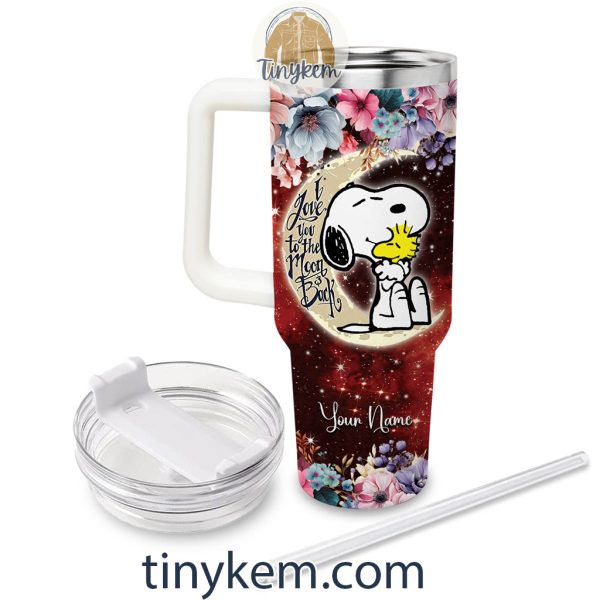 Snoopy Customized 40 Oz Tumbler: I Love You To The Moon and Back