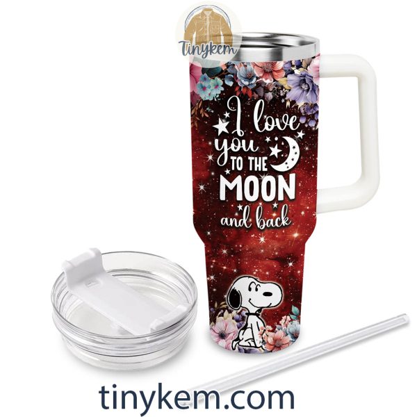 Snoopy Customized 40 Oz Tumbler: I Love You To The Moon and Back