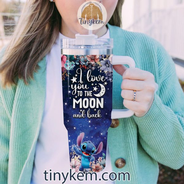 Stitch Customized 40 Oz Tumbler: I Love You To The Moon and Back