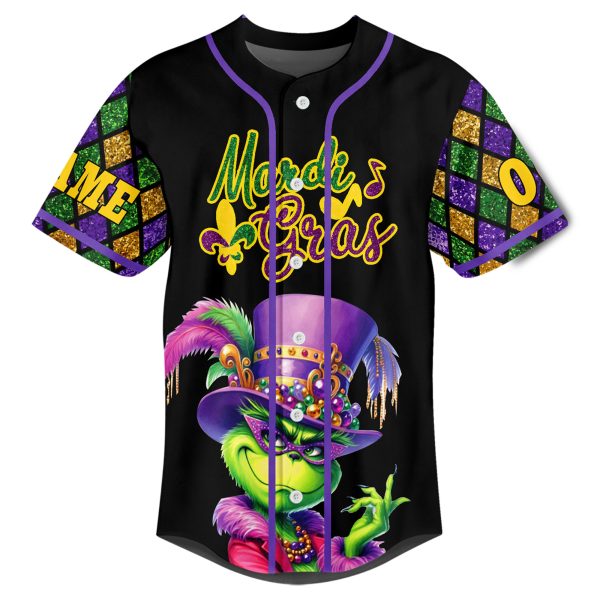 The Grinch Mardi Gras Customized Baseball Jersey
