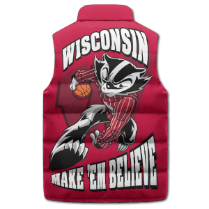 Wisconsin Badgers Puffer Sleeveless Jacket Make Them Believe2B3 lTbIE