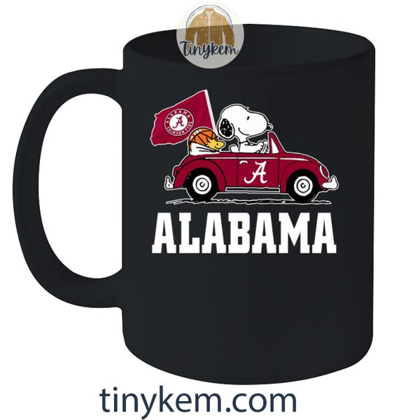 Alabama Basketball With Snoopy Driving Car Tshirt
