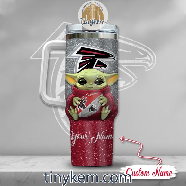 Atlanta Falcons Baby Yoda Customized Glitter 40oz Tumbler