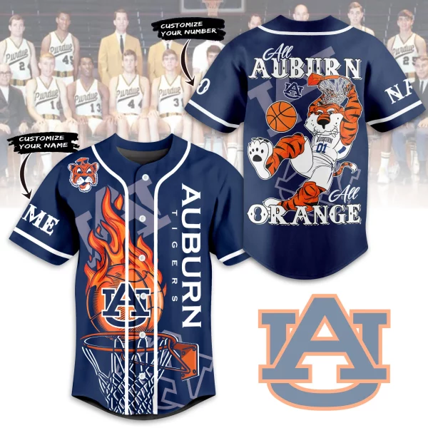 Auburn Tigers Customized Baseball Jersey: All Orange