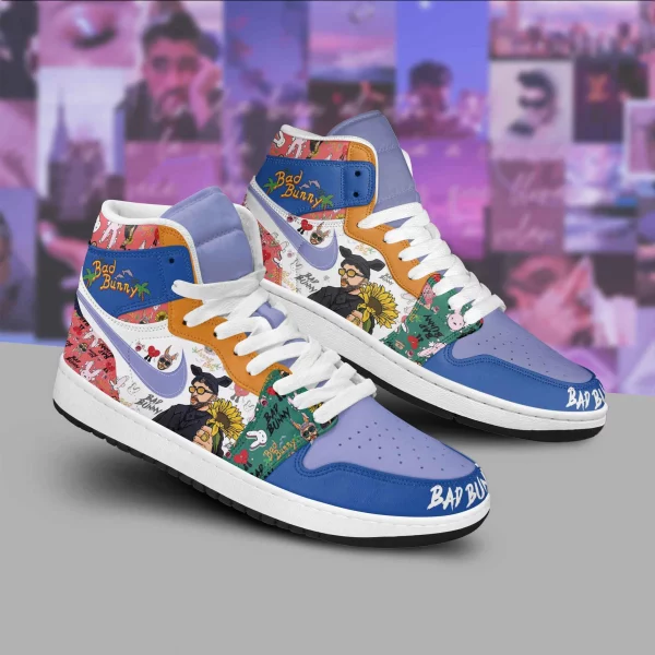Bad Bunny Colorful Air Jordan 1 High Top Shoes