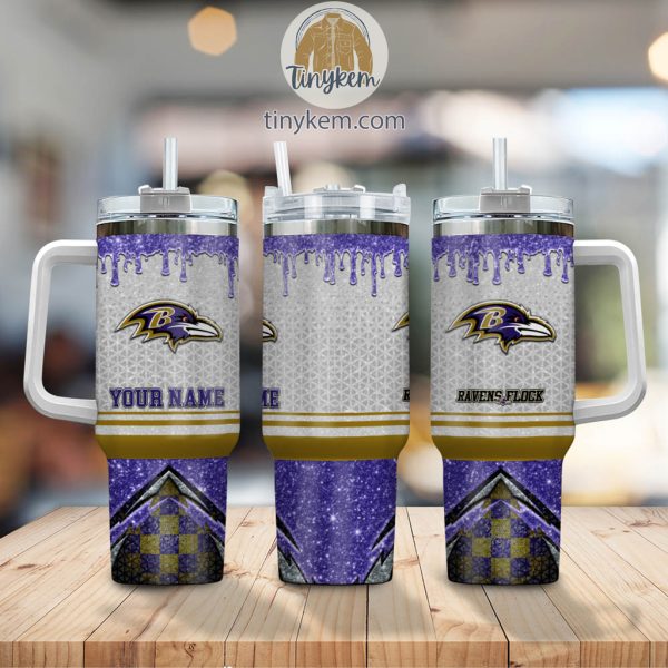 Baltimore Ravens Personalized 40Oz Tumbler With Glitter Printed Style