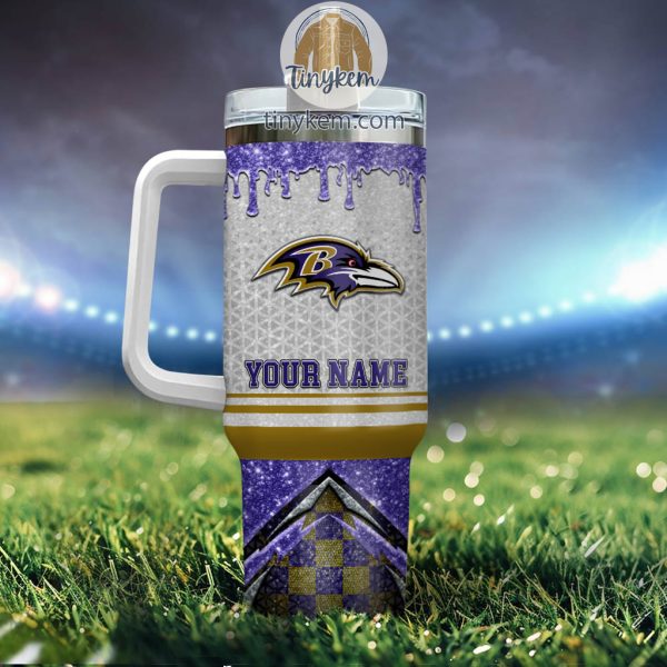 Baltimore Ravens Personalized 40Oz Tumbler With Glitter Printed Style