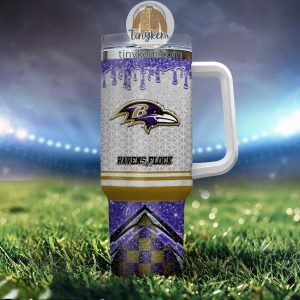 Baltimore Ravens Personalized 40Oz Tumbler With Glitter Printed Style 2B4 Ty1ru
