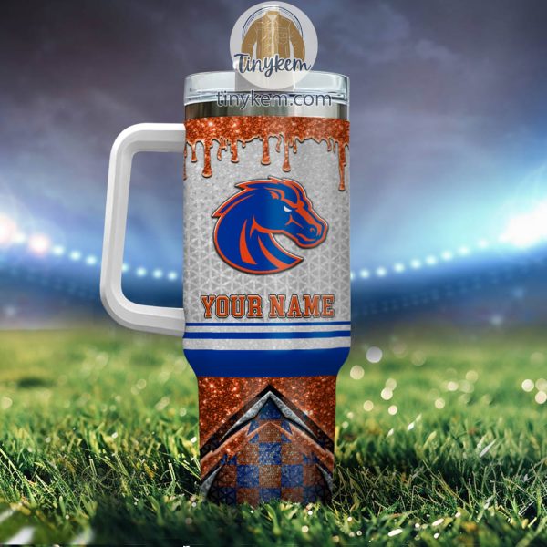 Boise State Broncos Customized 40oz Tumbler With Glitter Printed Style