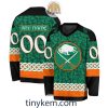 Calgary Flames Customized St.Patrick’s Day Design Vneck Long Sleeve Hockey Jersey
