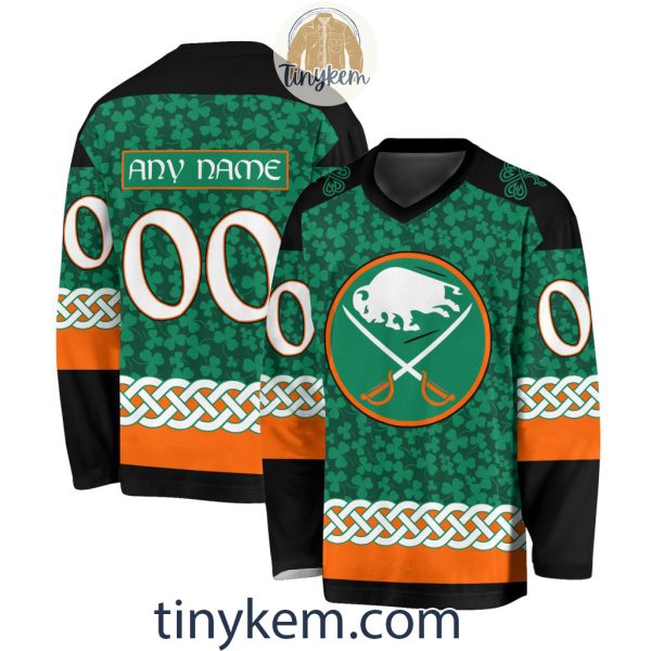 Buffalo Sabres Customized St.Patrick’s Day Design Vneck Long Sleeve Hockey Jersey