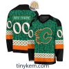 Carolina Hurricanes Customized St.Patrick’s Day Design Vneck Long Sleeve Hockey Jersey