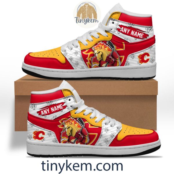 Calgary Flames With Team Mascot Customized Air Jordan 1 Sneaker