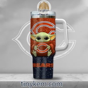 Chicago Bears Baby Yoda Customized Glitter 40oz Tumbler
