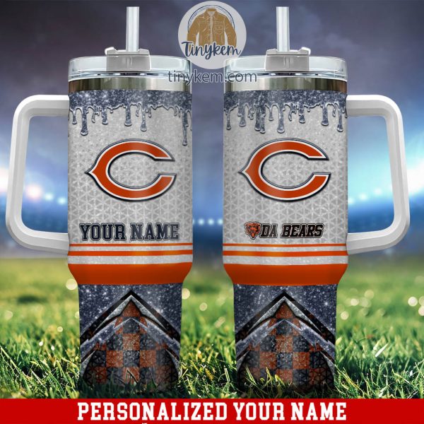 Chicago Bears Personalized 40Oz Tumbler With Glitter Printed Style