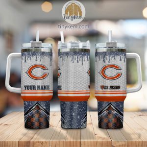 Chicago Bears Personalized 40Oz Tumbler With Glitter Printed Style