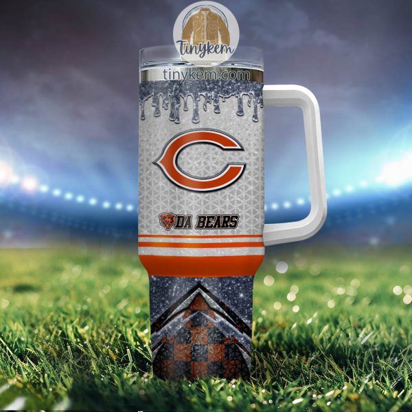 Chicago Bears Personalized 40Oz Tumbler With Glitter Printed Style