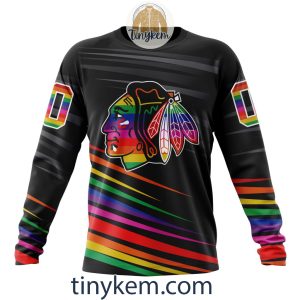 Chicago Blackhawks With LGBT Pride Design Tshirt Hoodie Sweatshirt2B4 S19Su