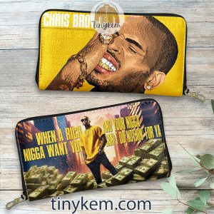Chris Brown Zip Around Wallet Money