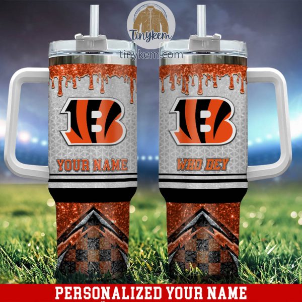 Cincinnati Bengals Personalized 40Oz Tumbler With Glitter Printed Style
