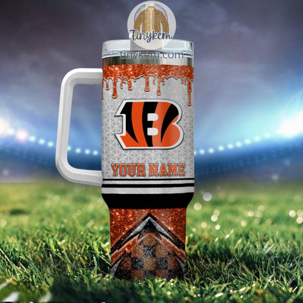 Cincinnati Bengals Personalized 40Oz Tumbler With Glitter Printed Style