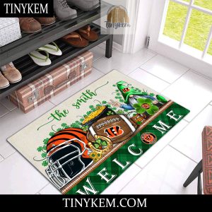 Cincinnati Bengals St Patricks Day Doormat With Gnome and Shamrock Design2B3 kNxQQ