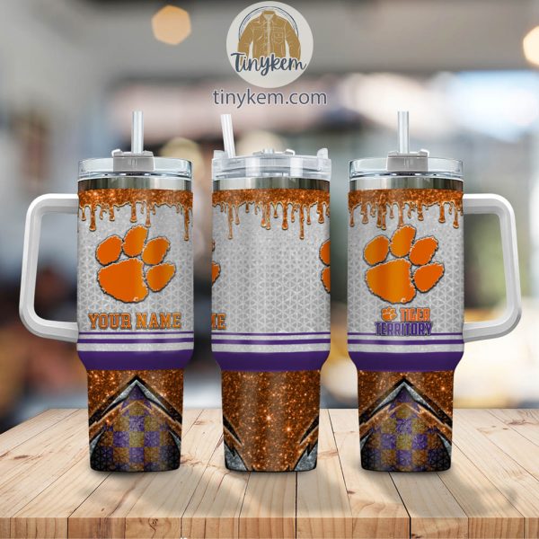 Clemson Tigers Customized 40oz Tumbler With Glitter Printed Style