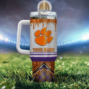 Clemson Tigers Customized 40oz Tumbler With Glitter Printed Style2B3 Dz9Vv