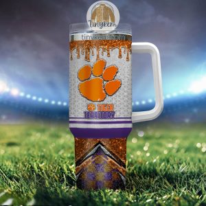 Clemson Tigers Customized 40oz Tumbler With Glitter Printed Style2B4 Nz0by