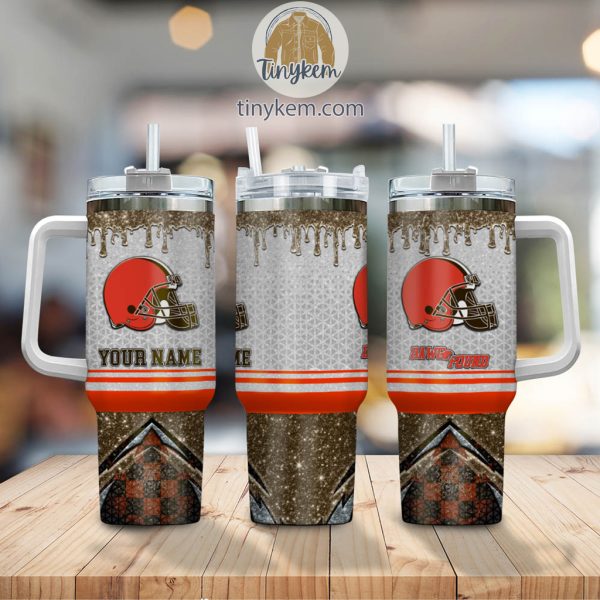 Cleveland Browns Personalized 40Oz Tumbler With Glitter Printed Style