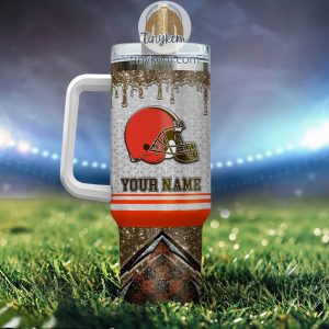 Cleveland Browns Personalized 40Oz Tumbler With Glitter Printed Style2B3 zc8Cc