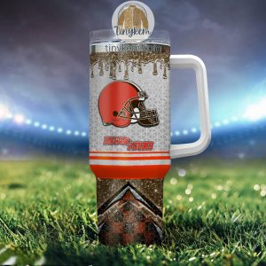Cleveland Browns Personalized 40Oz Tumbler With Glitter Printed Style2B4 0q146