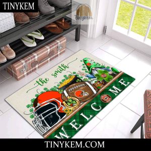 Cleveland Browns St Patricks Day Doormat With Gnome and Shamrock Design2B3 ojZdC