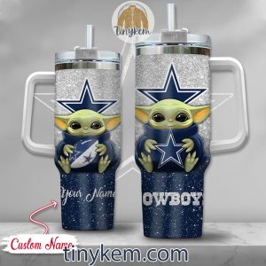 Dallas Cowboys Baby Yoda Customized Glitter 40oz Tumbler