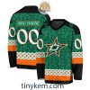 Columbus Blue Jackets Customized St.Patrick’s Day Design Vneck Long Sleeve Hockey Jersey