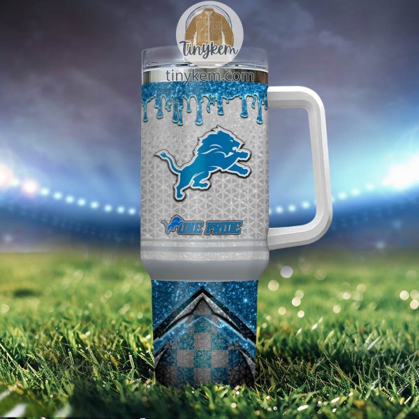 Detroit Lions Personalized 40Oz Tumbler With Glitter Printed Style