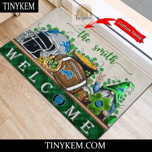 Detroit Lions St Patricks Day Doormat With Gnome and Shamrock Design2B4 UEIgX