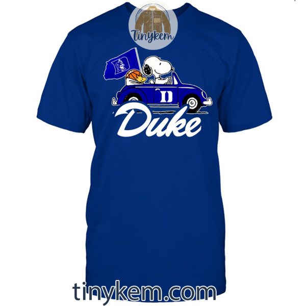 Duke Basketball With Snoopy Driving Car Tshirt