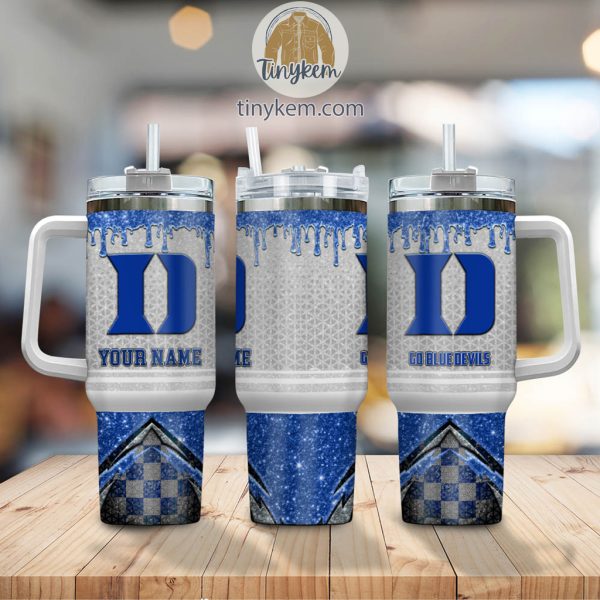 Duke Blue Devils Customized 40oz Tumbler With Glitter Printed Style