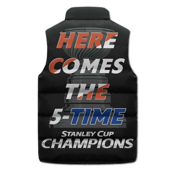 Edmonton Oilers 5-time Stanley Cup Champions Puffer Sleeveless Jacket