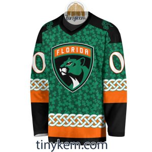 Florida Panthers Customized St.Patrick’s Day Design Vneck Long Sleeve Hockey Jersey