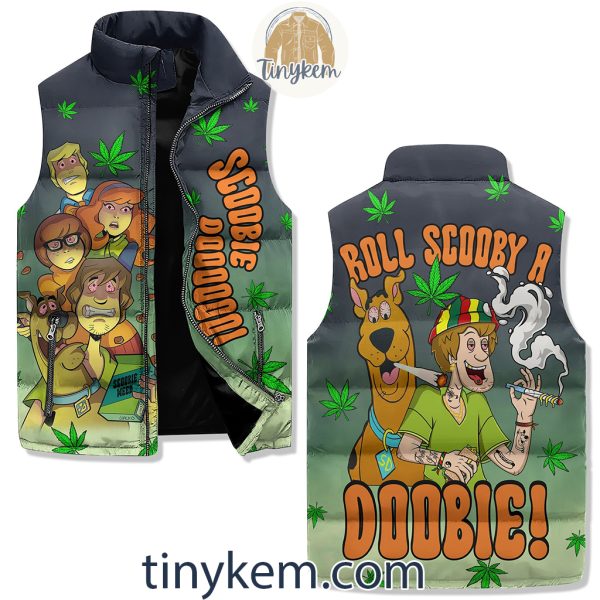 Funny Weed Scooby Doo Puffer Sleeveless Jacket
