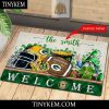Houston Texans St Patricks Day Doormat With Gnome and Shamrock Design