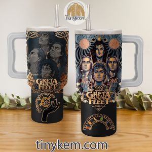 Greta Van Fleet 40Oz White Tumbler With Handle: Peaceful Army